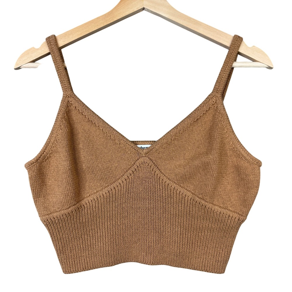 Reformation Gellar Top Camel Brown Organic Cotton Knit Cropped Camisole Tank M‎